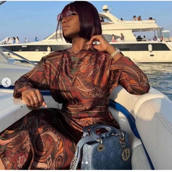 Zara satin printed long sleeve dress - Picture 7 of 14